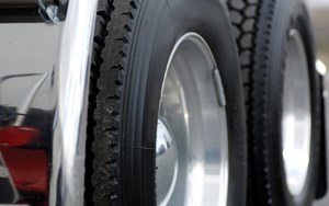 A close up of tyres