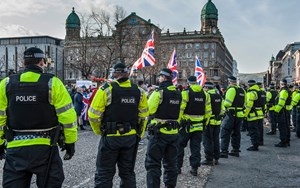 police officers assembled in a row