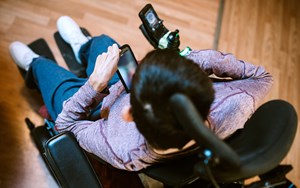 a person in wheelchair taken from above