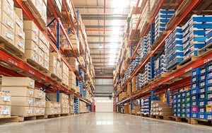 shelves in a warehouse